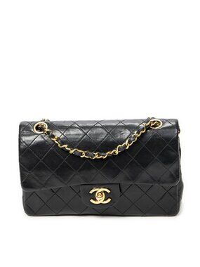 Chanel Quilted Double Flap Bag Black Lambskin Leather